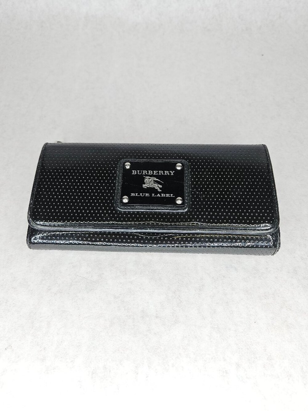 Burberry Blue Label Preforated Leather Black Clutch Wallet